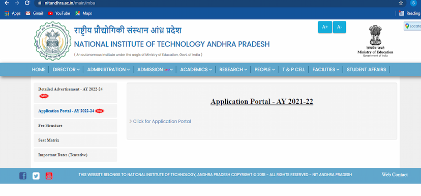 NIT AP MBA admission