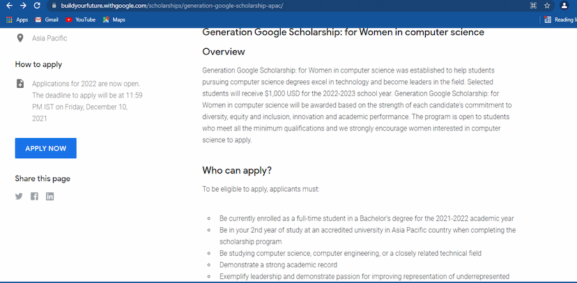 Generation Google Scholarship