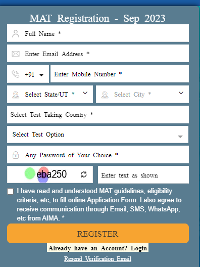 MAT 2023 registration