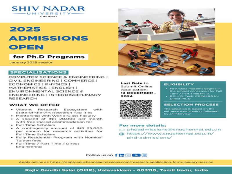 Shiv Nadar University PhD Admission 2025