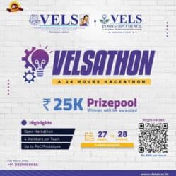 Vels Innovation Council to conduct great hackathon from 27 to 28 March Vels Innovation Council to conduct great hackathon from 27 to 28 March