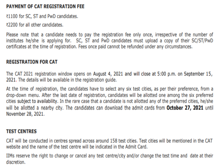 CAT 2021 application