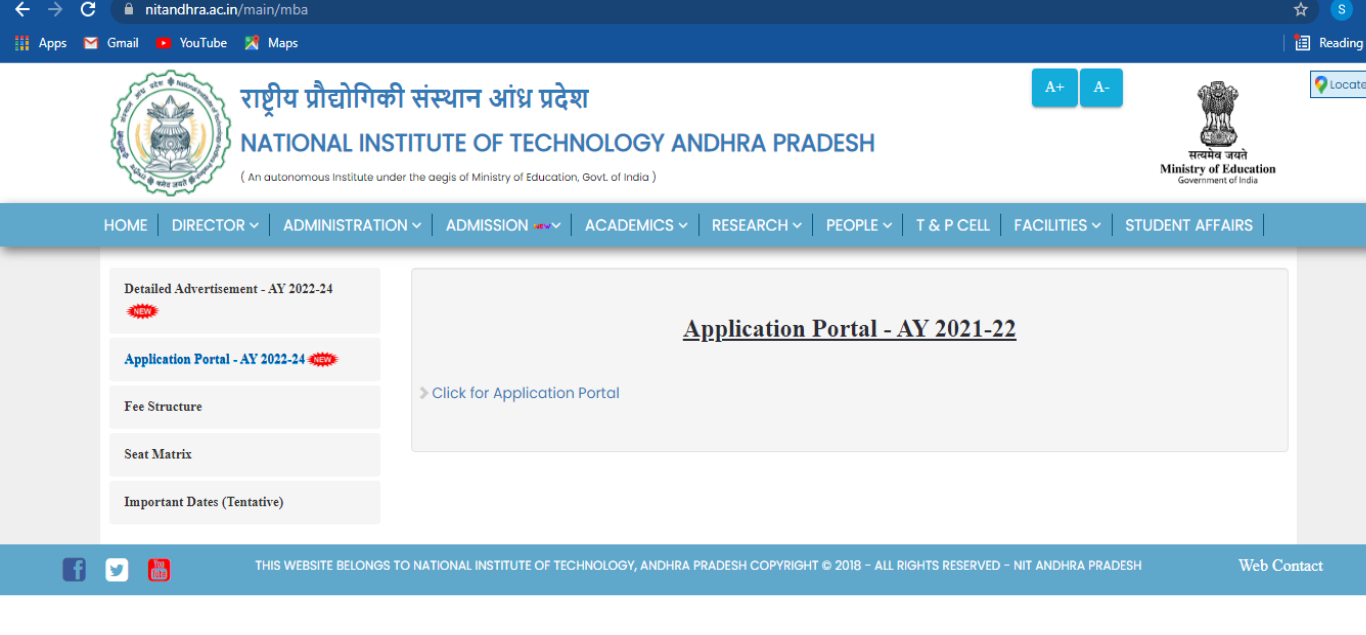 NIT AP MBA admission