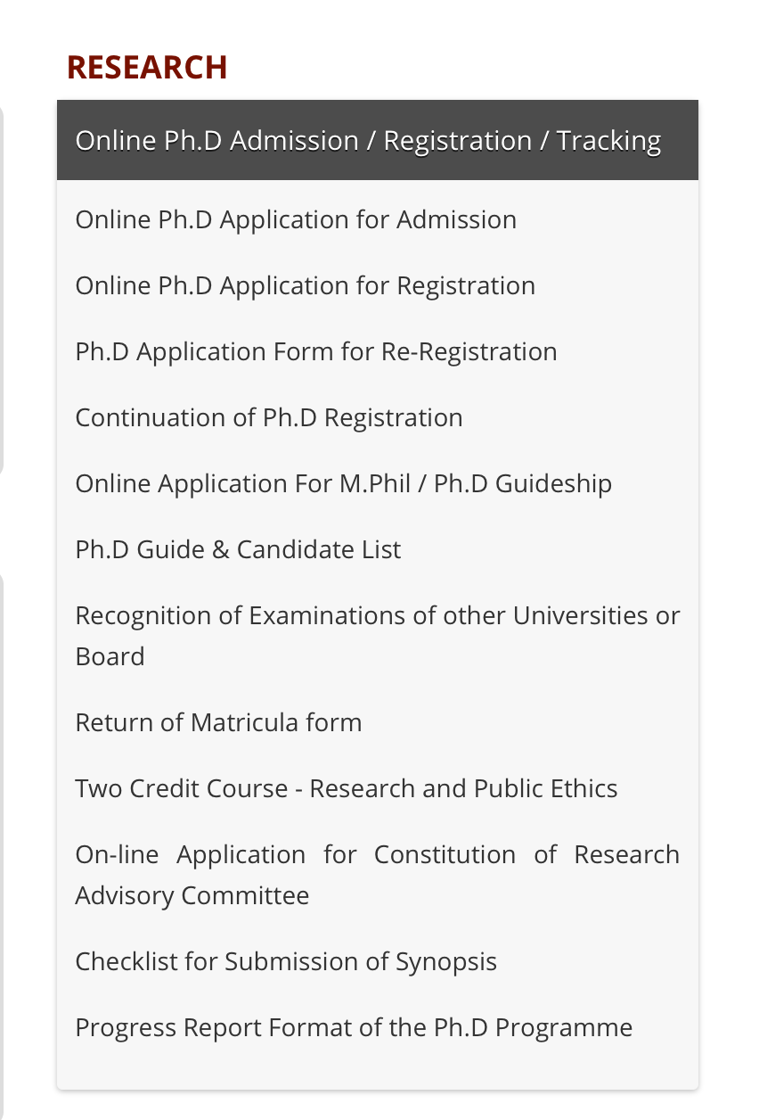 phd application in madras university