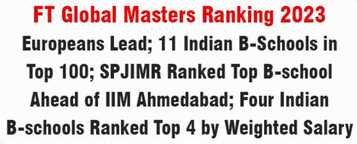 Indian B Schools Shine Globally Ft Masters In Management Ranking 2023