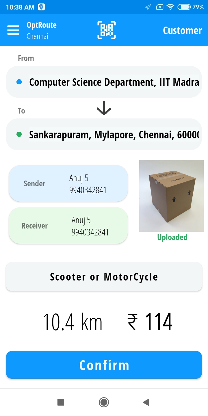 A Customer Facing Screenshot Of ‘optroute’ App Developed By Iit Madras Researchers