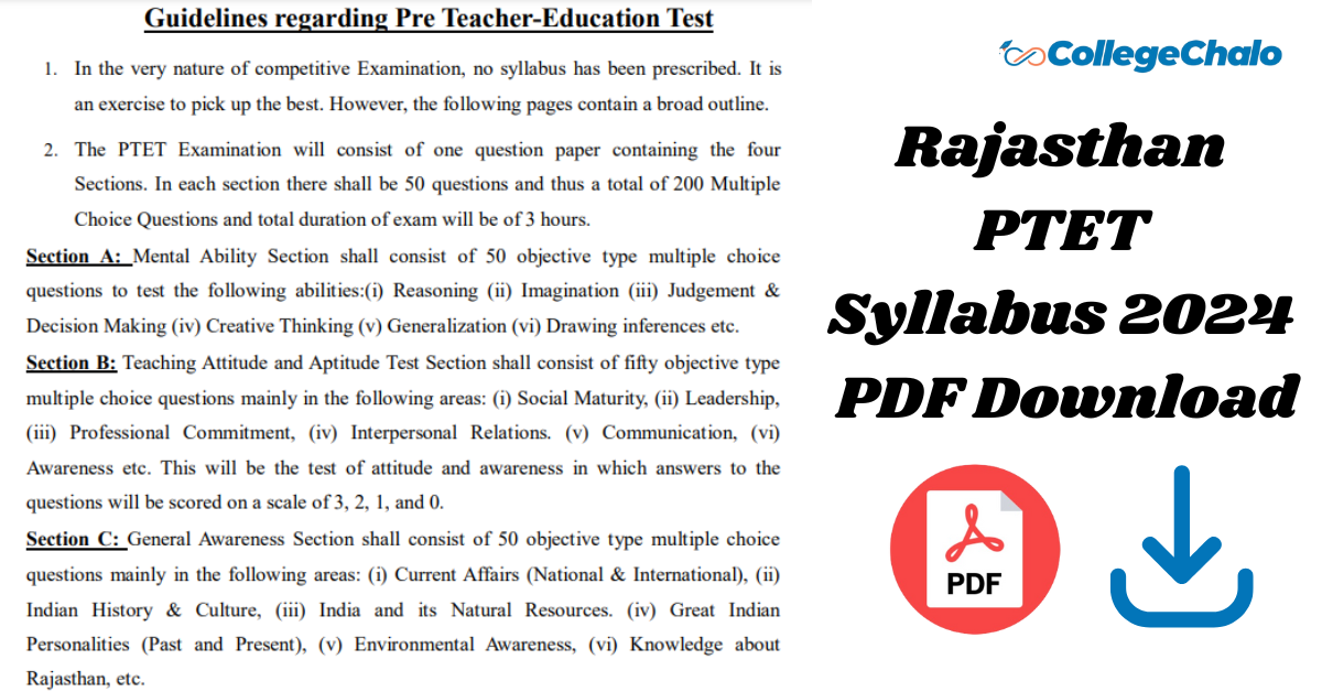 Rajasthan Ptet Syllabus 2024 Pdf Download
